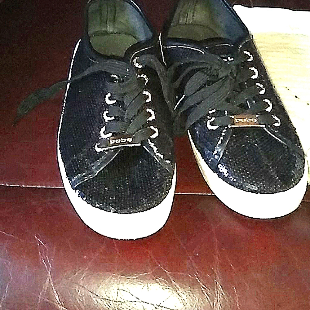 Black and white babe shoes